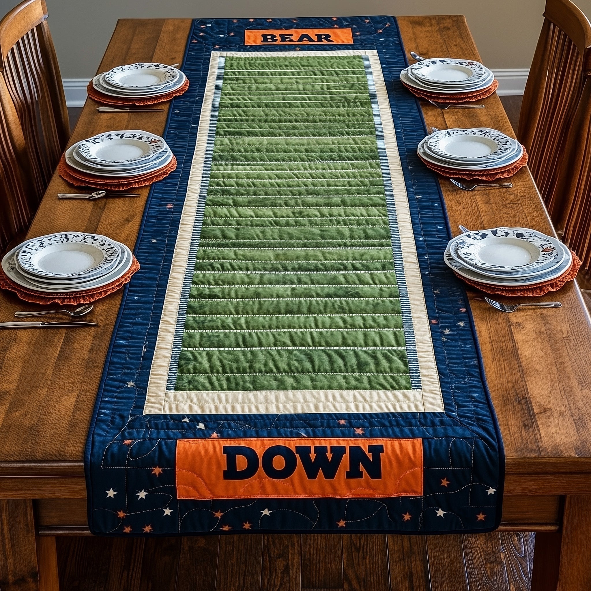 Football Field Quilted Table Runner Elegant Christmas Table Runner