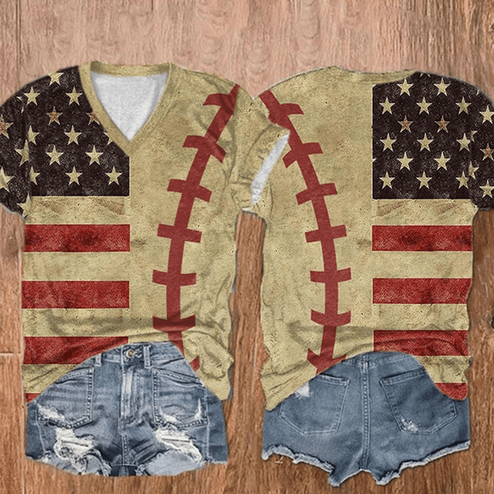 Football Flag Football V-Neck Shirt Game Day Football Clothed Cool Gift For Her