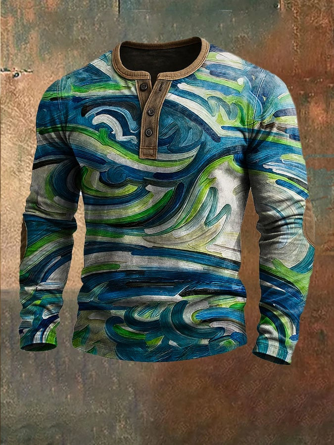 Football Game Day Button Long Sleeve Shirt Ocean Waves Football Apparel Gift For Husband