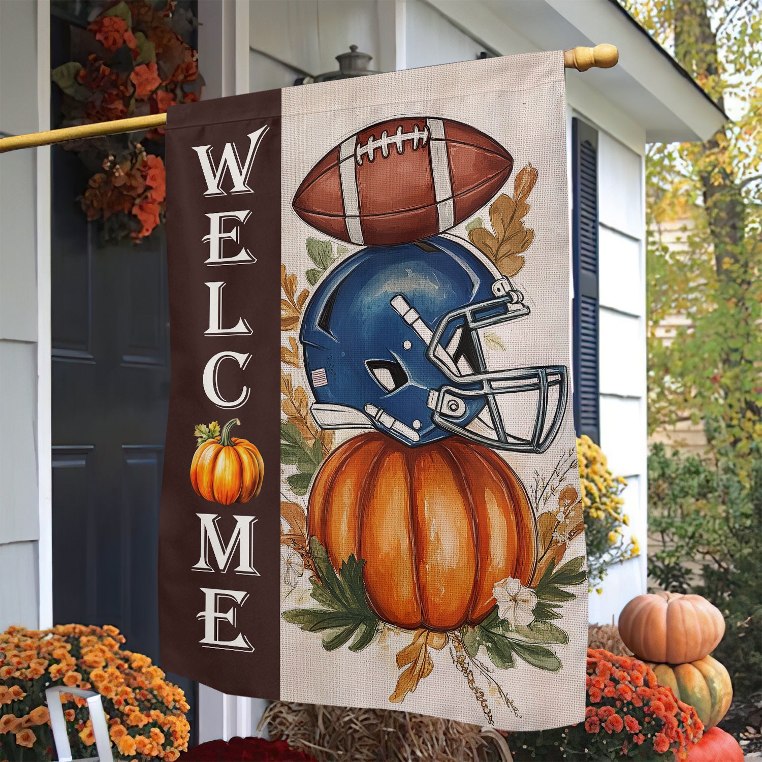 Football Garden Flag Welcome Outdoor Decor Thanksgiving Decor Gift For Football Lovers