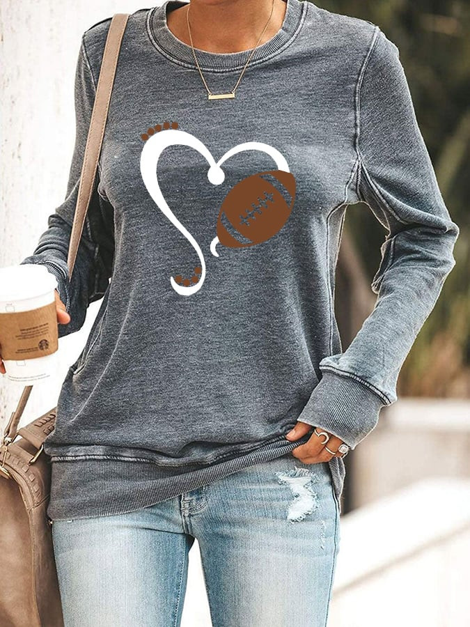 Football Heart Shape Sweatshirt Sport Themed Football Sweatshirt Best Gifts For Her