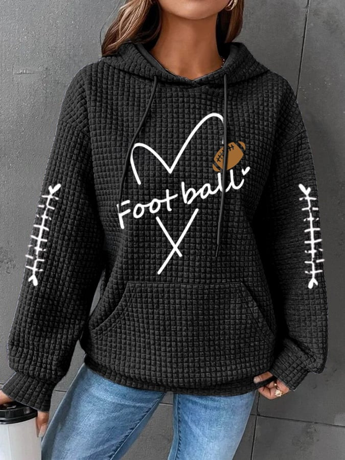 Football Hearted Shape Hoodie Game Day Apparel Football Gifts For Girlfriend
