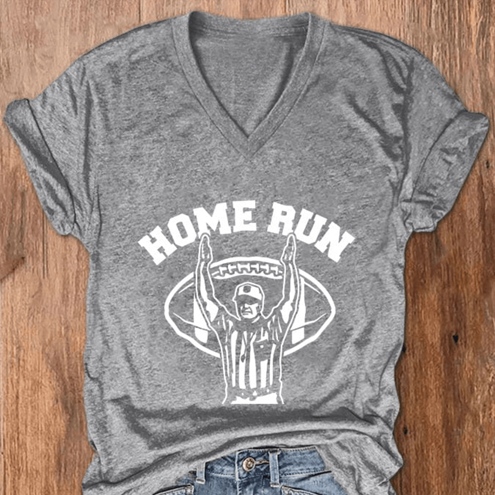 Football Home Run V-Neck Shirt Game Day Football Clothes Gift Ideas For Girlfriend