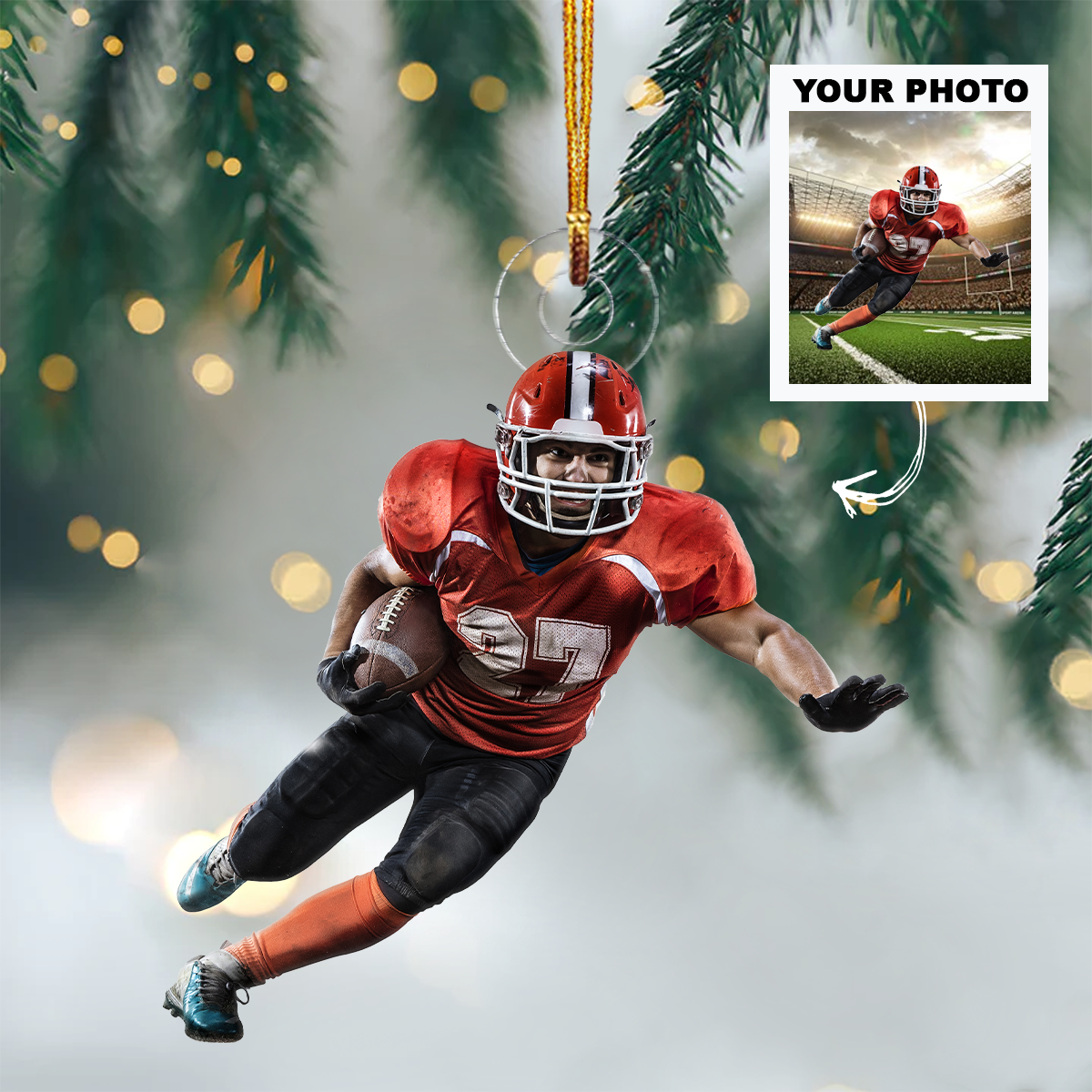 Football Ornament Personalized Photo Mica Ornament Christmas Gift For Football Lover