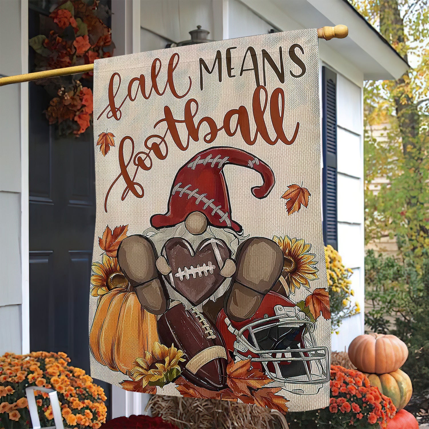 Football Thanksgiving Flag Fall Means Football Thankful Season Outdoor Decor Football Lover Gift