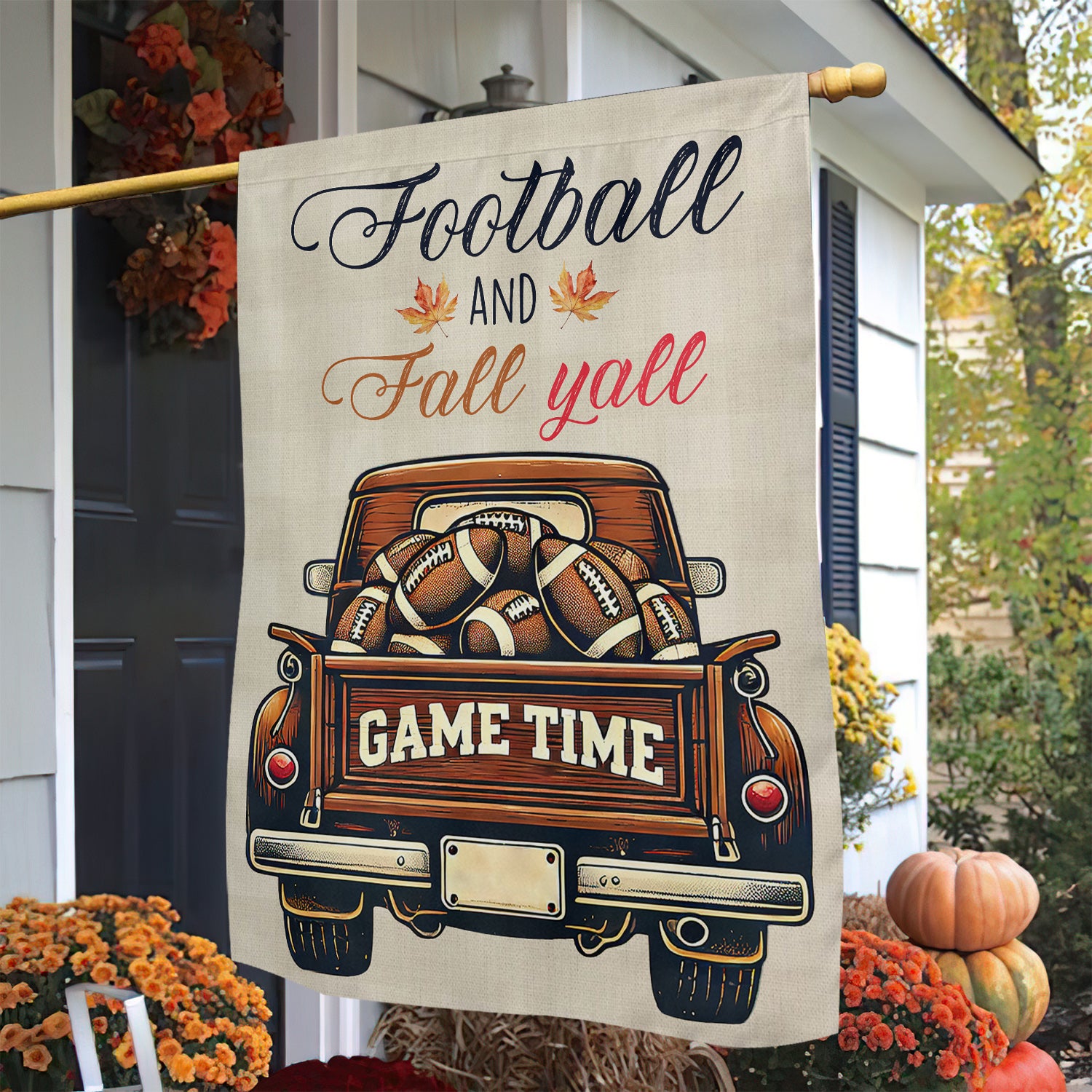 Football Thanksgiving Flag Football And Fall Yall Thankful Season Outdoor Decor Gift