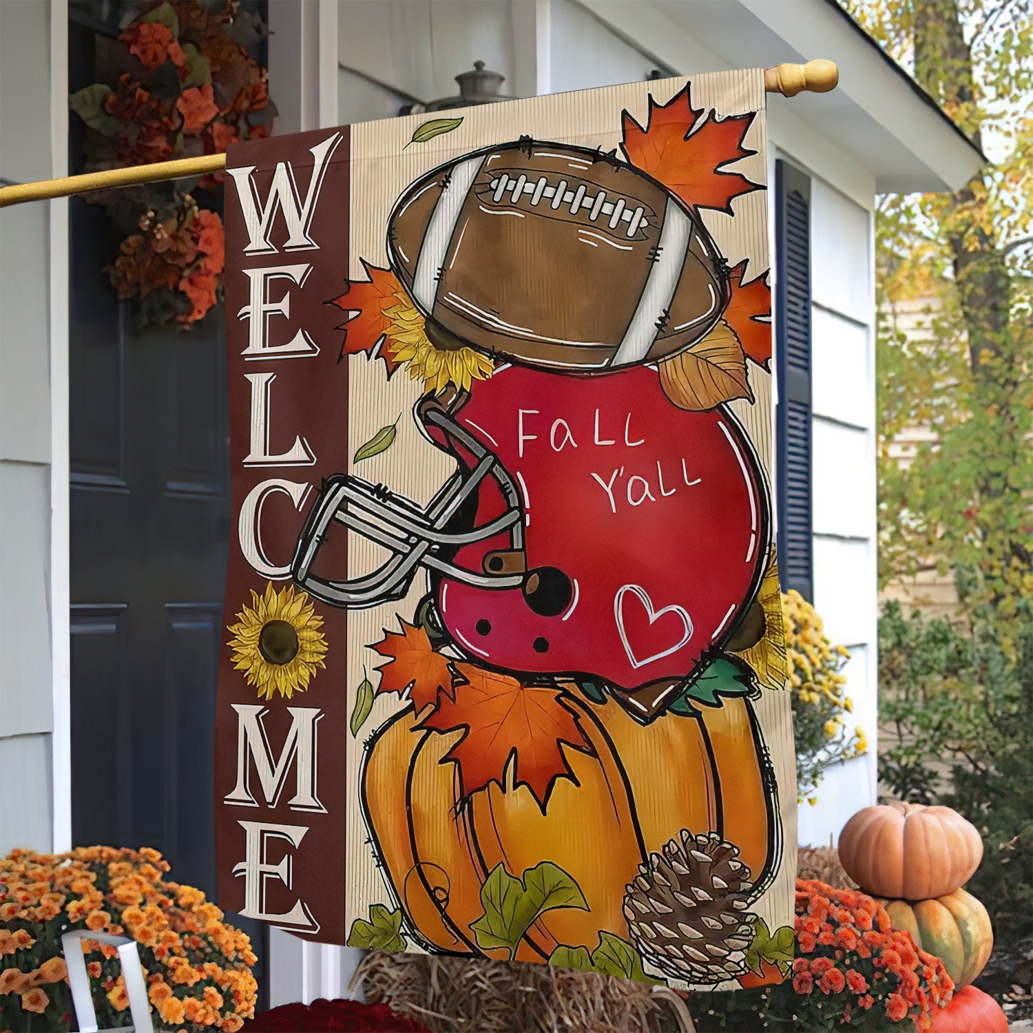 Football Thanksgiving Garden Flag Thankful Season Outdoor Decor Gift For Football Lovers