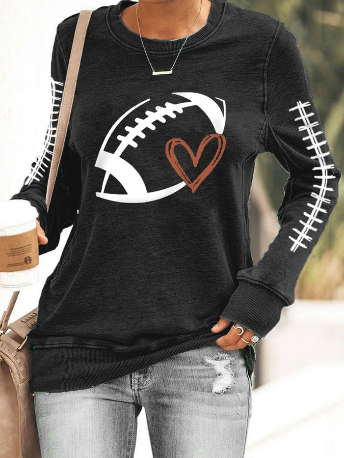 Football Themed Hearted Themed Sweatshirt Football Sweatshirt Best Gifts For Women