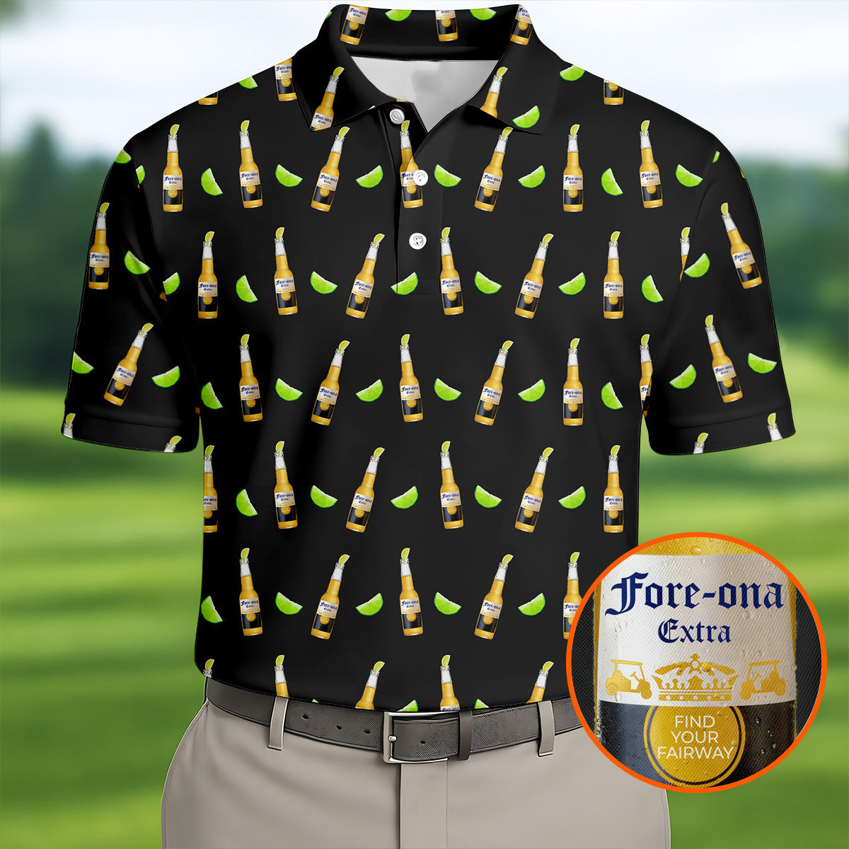 Fore Ona Extra Find Your Fairway Beer And Lime Golf Polo Shirt Unique Golf Shirt Present For Father