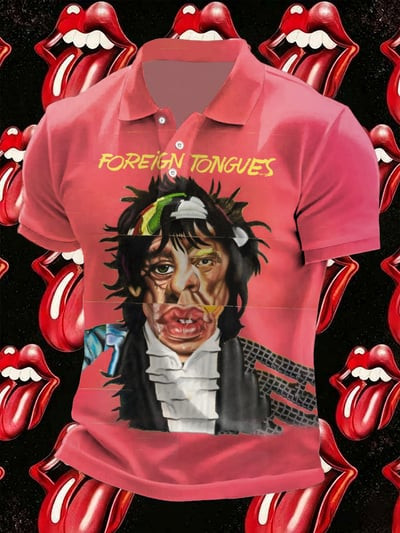 Foreign Tongues Polo Shirt Mick Jagger Rolling Merch Gifts For Boyfriend