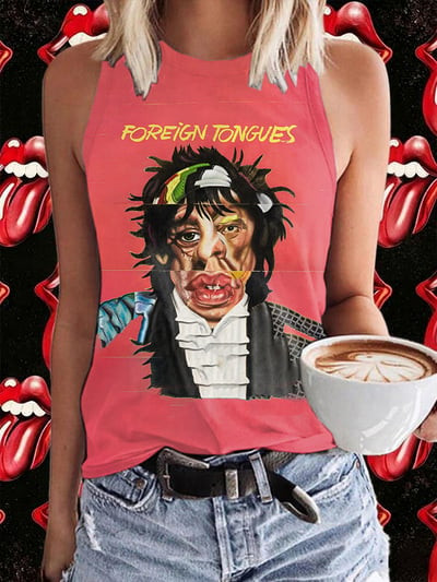 Foreign Tongues Tank Top The Rolling Stones Merch Gifts For Summer Music Fans
