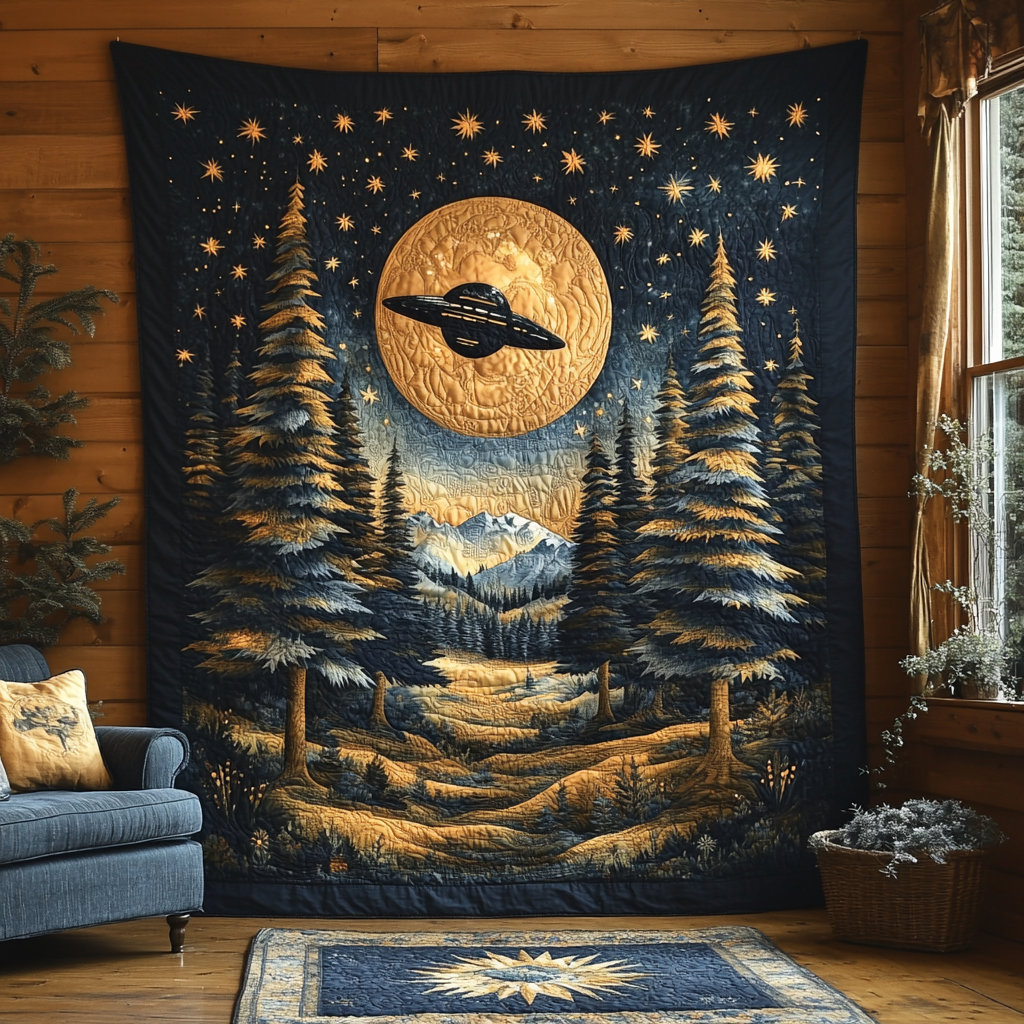 Forest Abduction Quilted Blanket Christmas Throw Blanket Cool Gifts For Nature Lovers