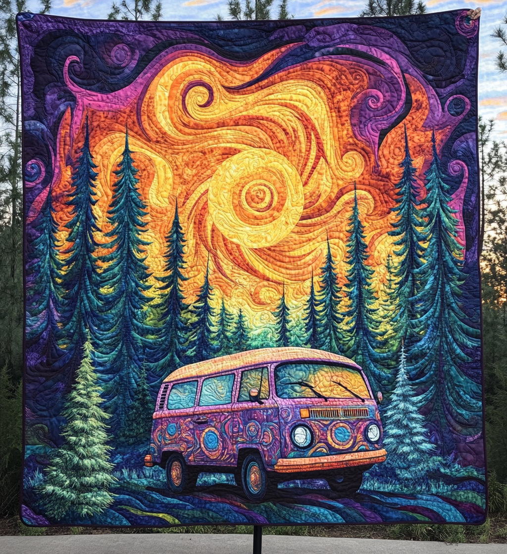 Forest Adventure Quilted Blanket Gift For Camper