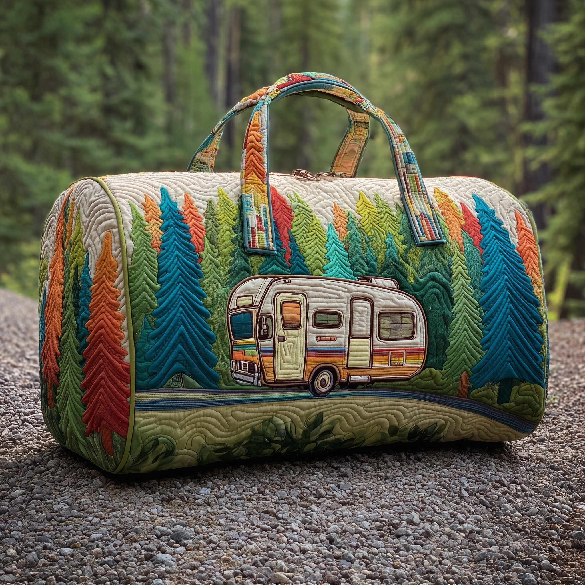 Forest Adventure Quilted Duffle Bag Summer Vacation Essential