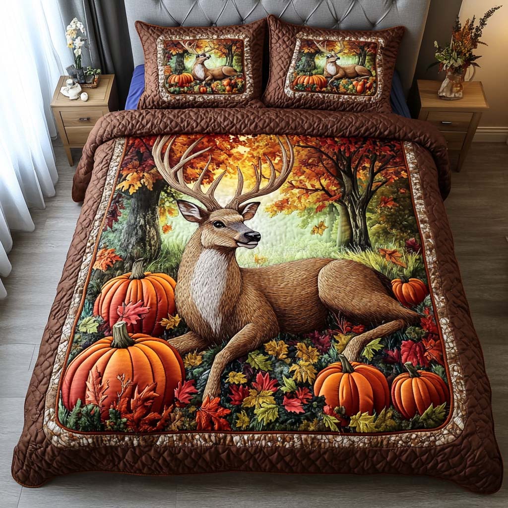 Forest Animal Retreat Quilted Bedding Set Bed Decor Cool Fall Gifts
