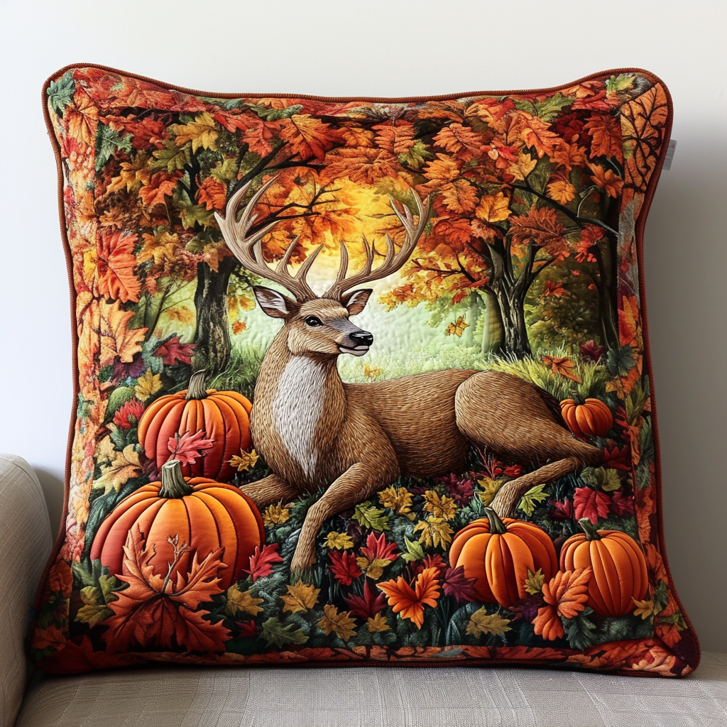 Forest Animal Retreat Quilted Pillow Case Autumn Throw Pillow Covers Good Gifts For Grandma