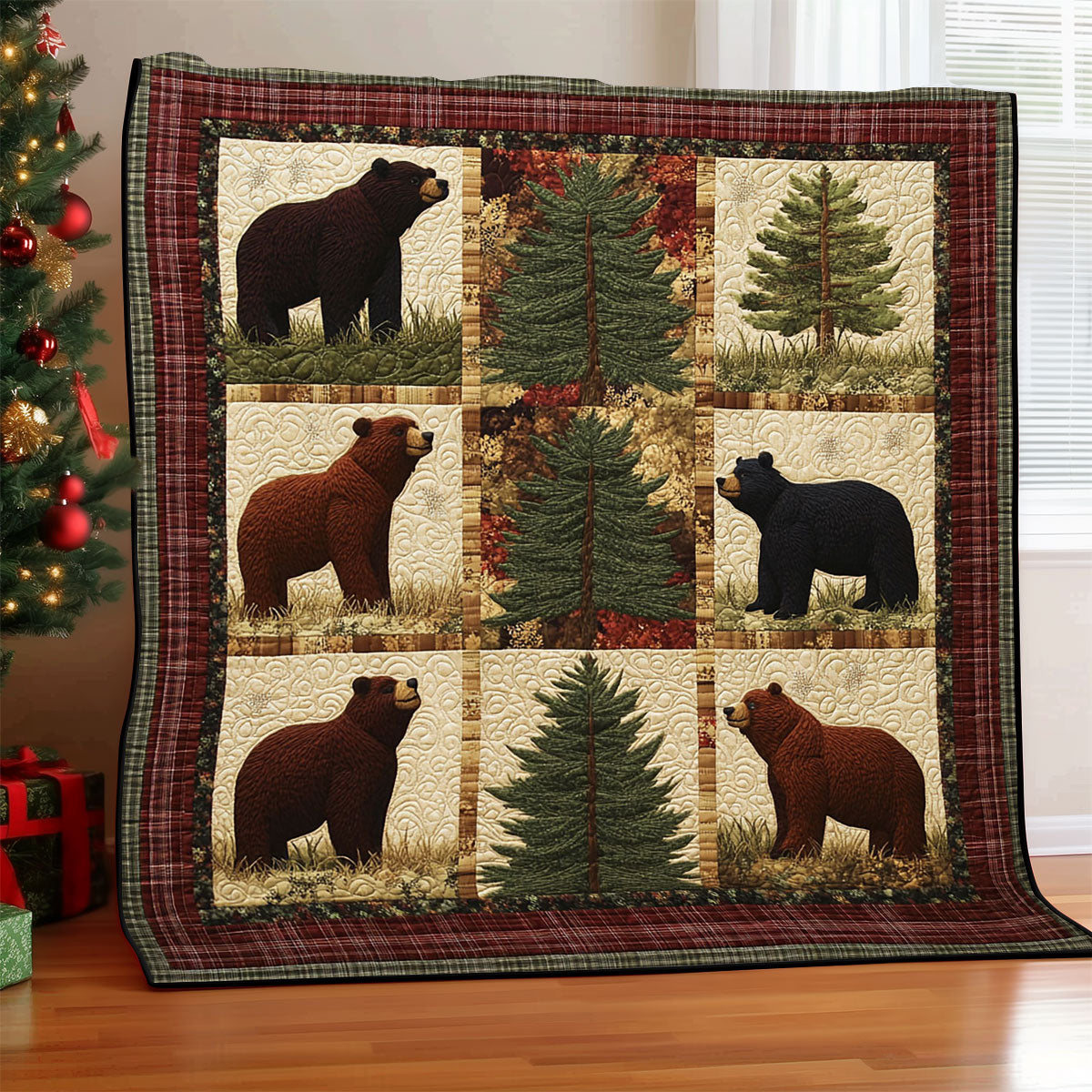 Forest Bear Quilted Blanket Throws For Couch Gifts To Give Mother In Law For Christmas