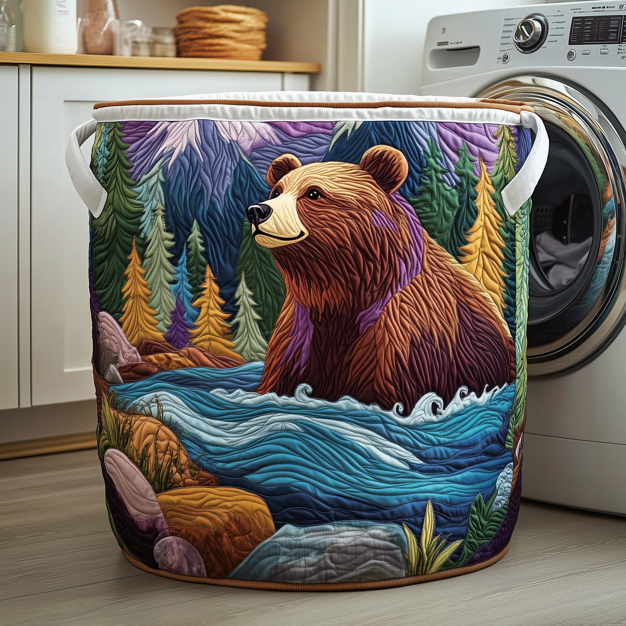Forest Bear Quilted Laundry Basket Cute Bear Themed Gifts
