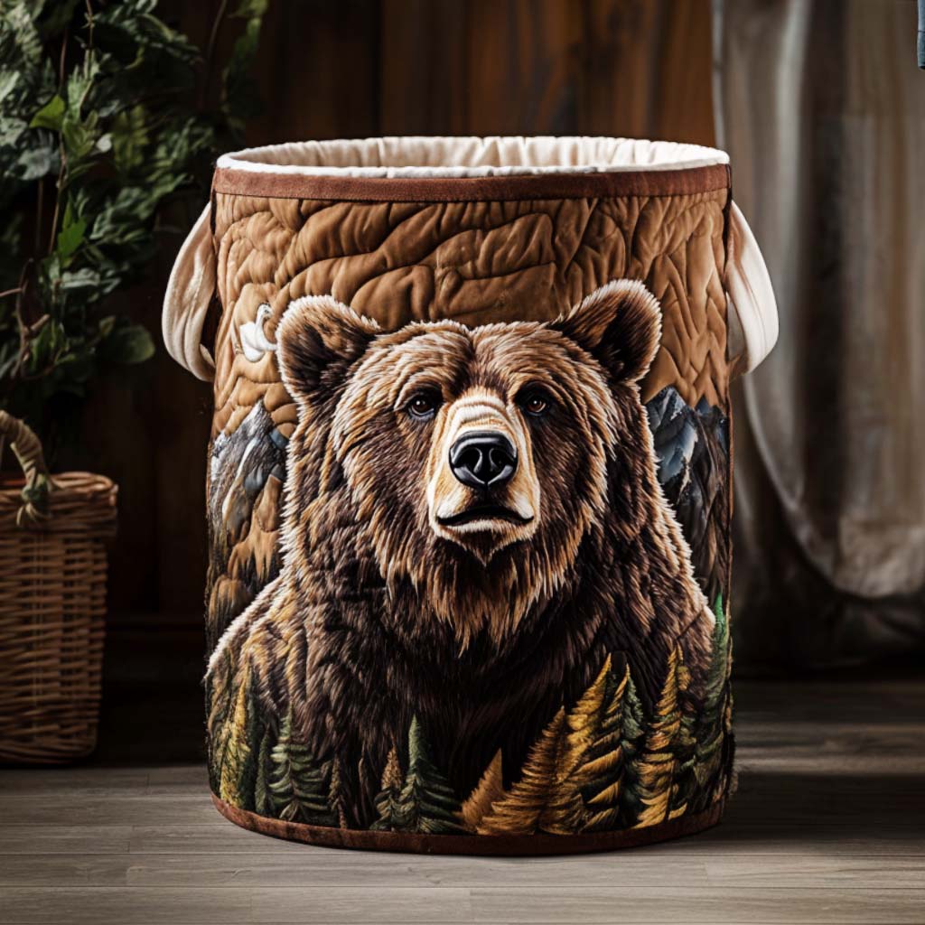 Forest Bear Stroll Quilted Laundry Basket Perfect Gift For Your House