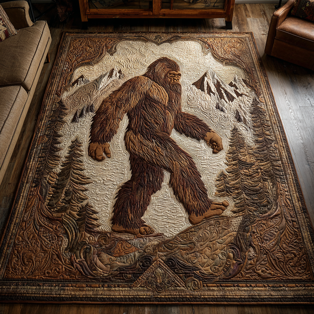 Forest Bigfoot Area Rug Dining Room Table Decorated For Christmas Unique Bigfoot Gifts