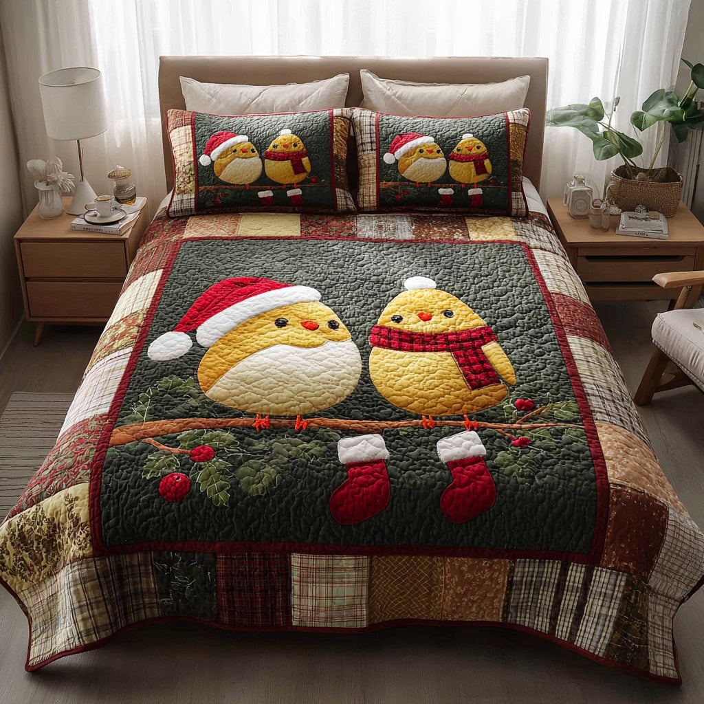 Forest Bird Christmas Quilted Bedding Set Best Holiday Duvet Covers Best Christmas Gifts For Men