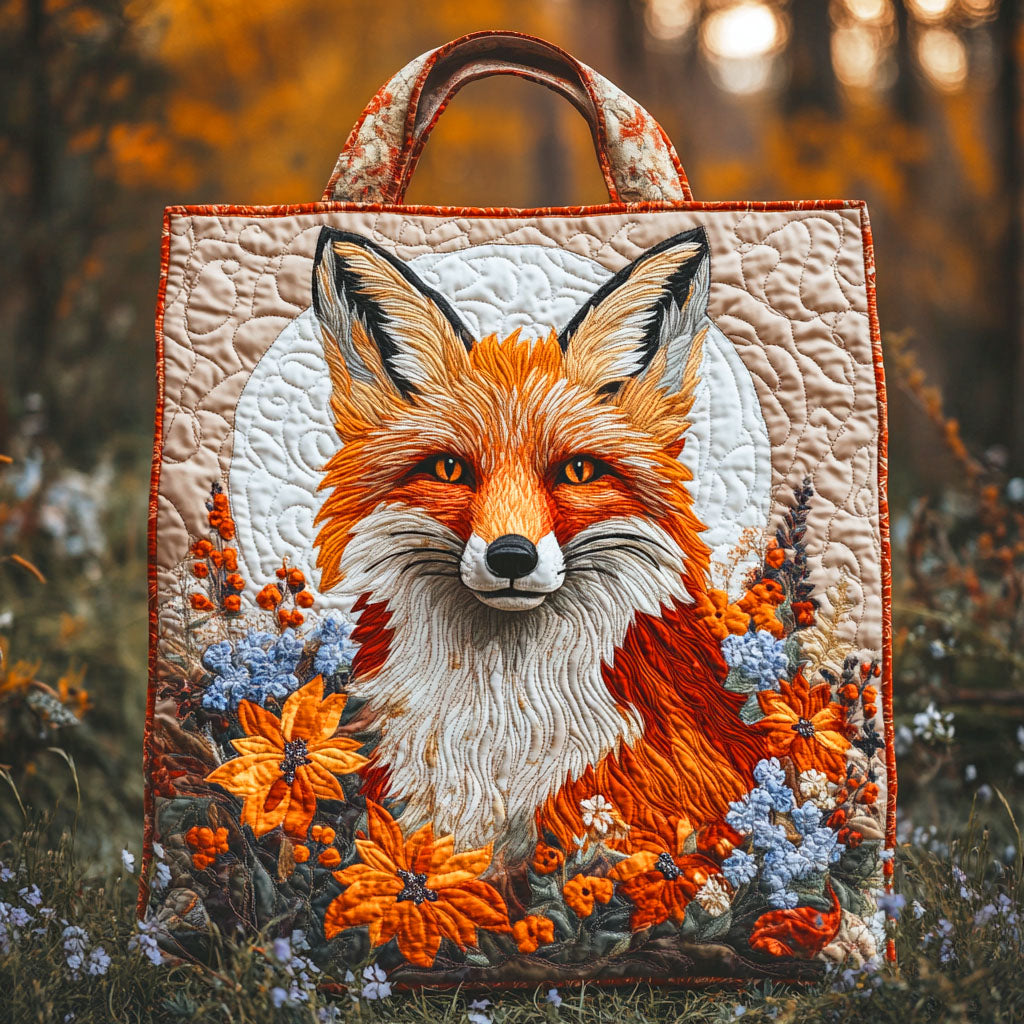 Forest Bloom Fox Quilted Tote Bag Christmas Presents For Your Family
