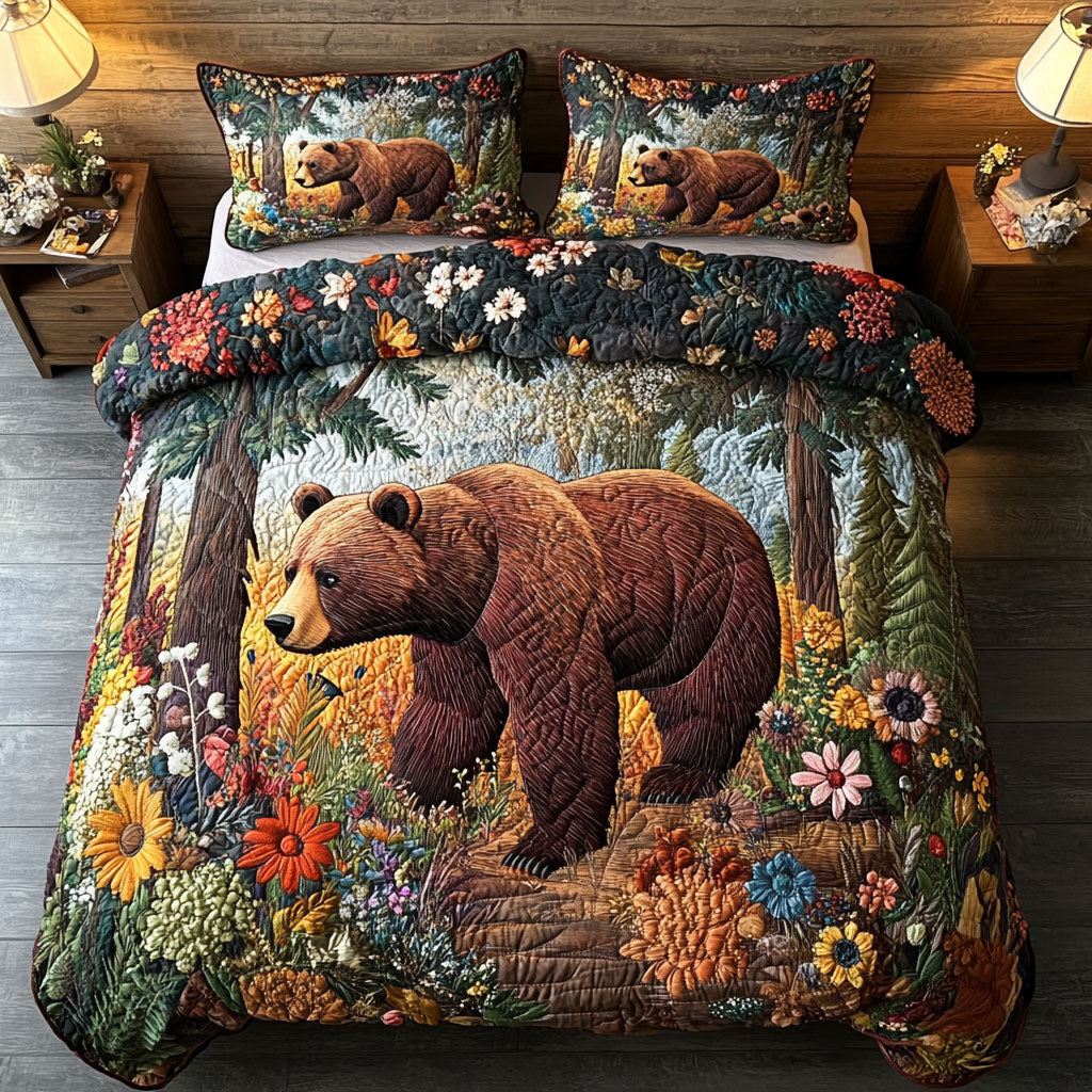 Forest Bloom Quilted Bedding Set Bedroom Decorations Nature Lover Gift Ideas
