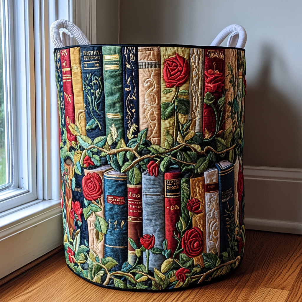 Forest Books Quilted Laundry Basket Perfect Gift For College Dorm