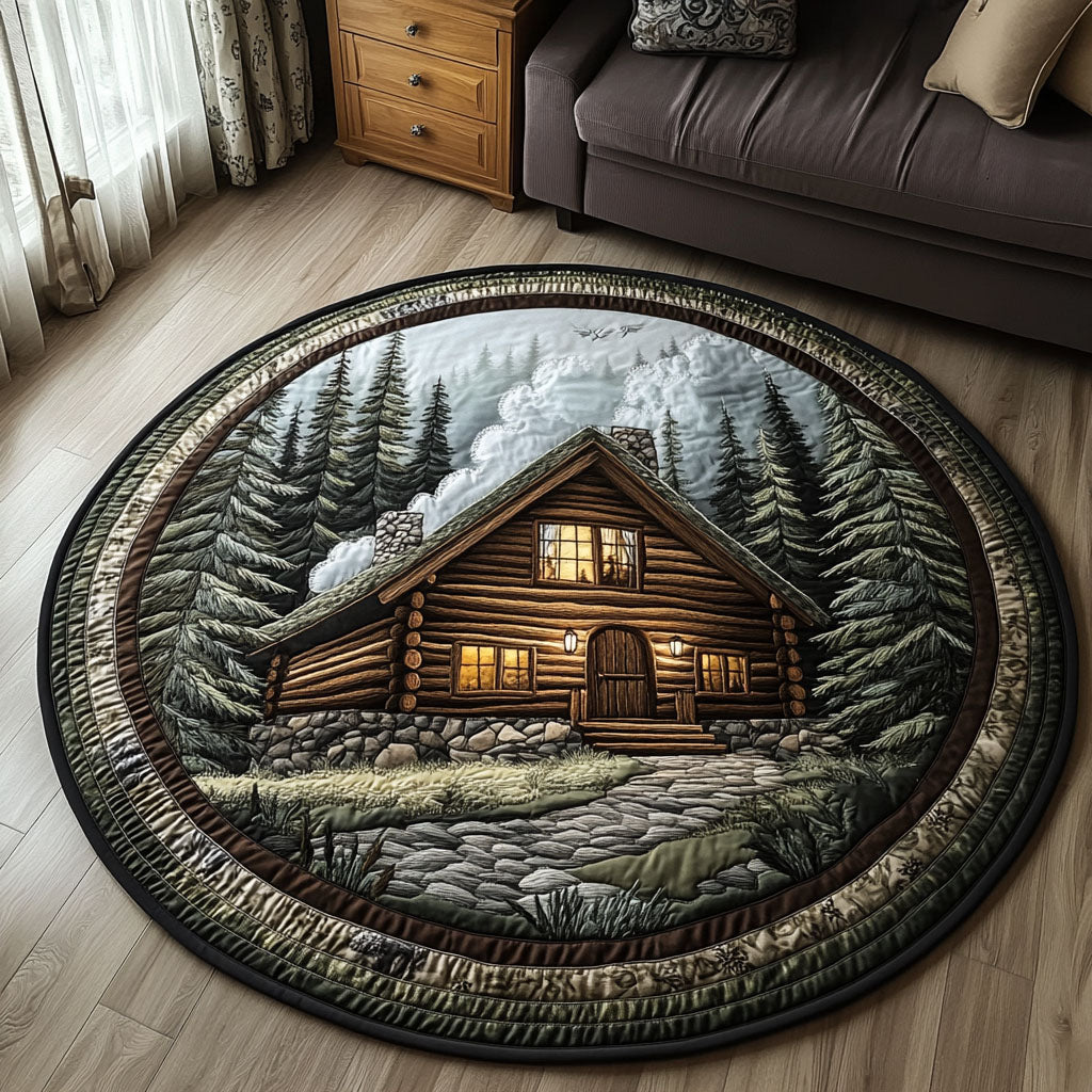 Forest Cabin Quilted Round Mat Foyer Christmas Decor Forest Themed Gifts