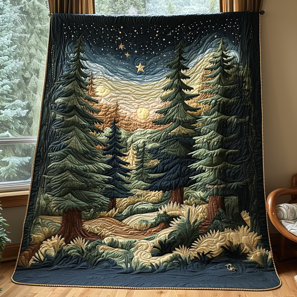 Forest Calm Quilted Blanket Xmas Holiday Gifts For Someone Who Loves Nature