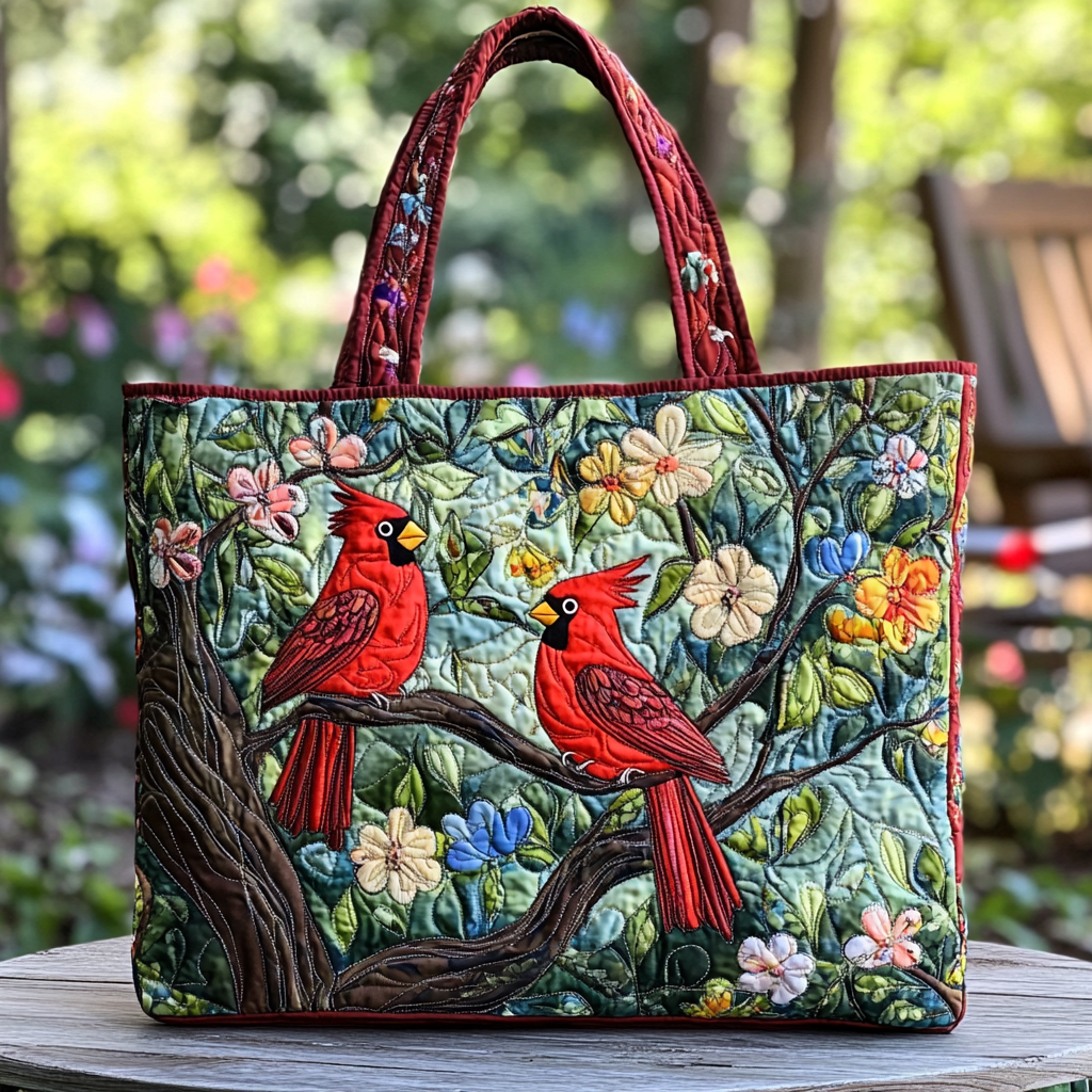 Forest Cardinal Quilted Tote Bag Red Cardinal Gifts Ideas