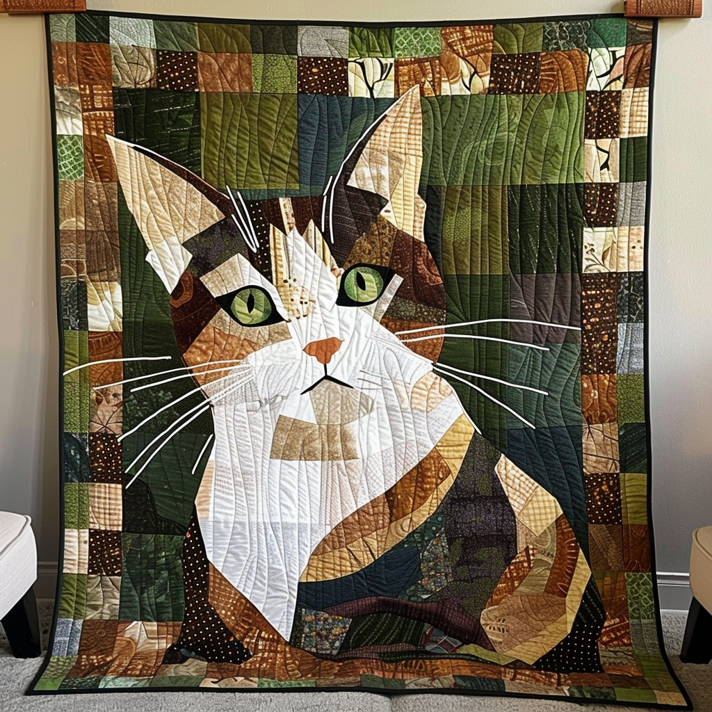 Forest Cat Quilted Blanket Cat Gifts For Cat Lovers