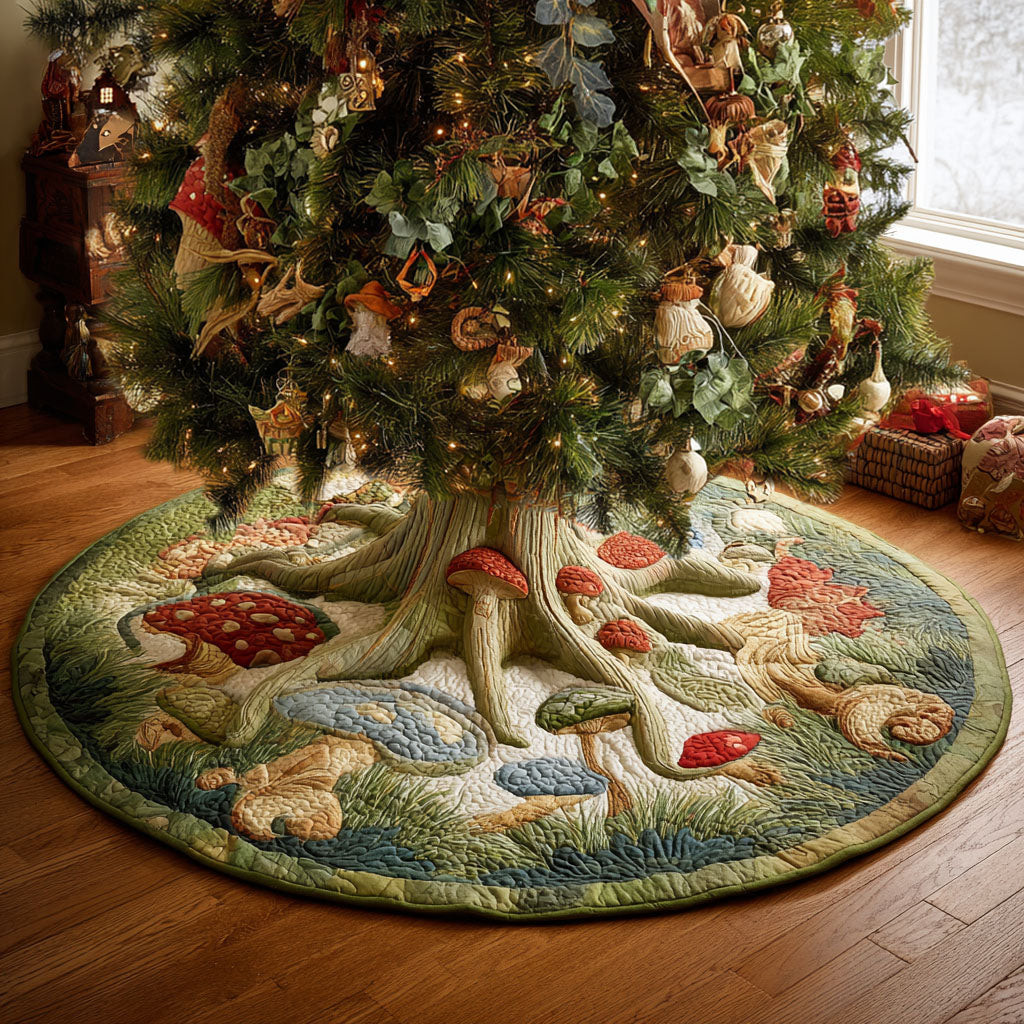 Forest Charm Trail Christmas Quilted Tree Skirt Christmas Tree Decor Garden Lover Xmas Gift