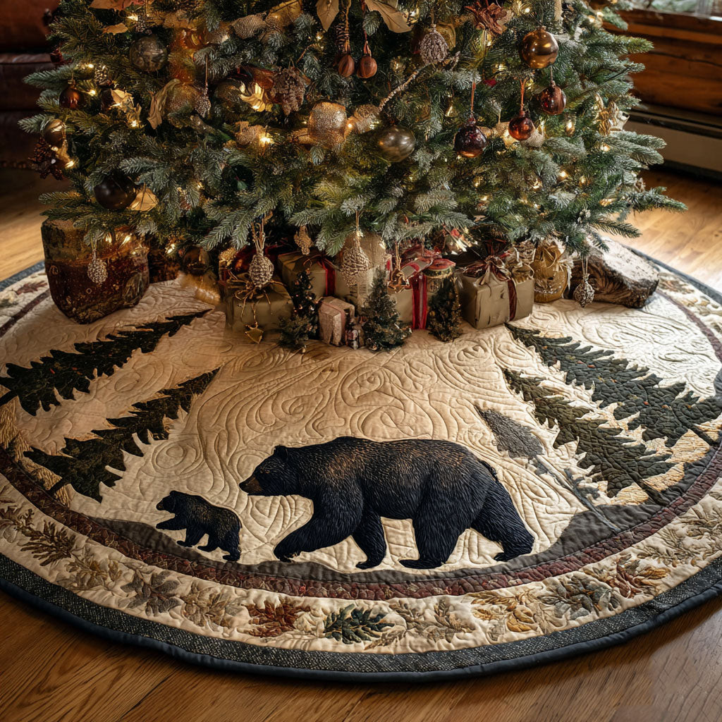 Forest Companions Christmas Quilted Tree Skirt Bear Themed Christmas Gifts For Animal Lovers