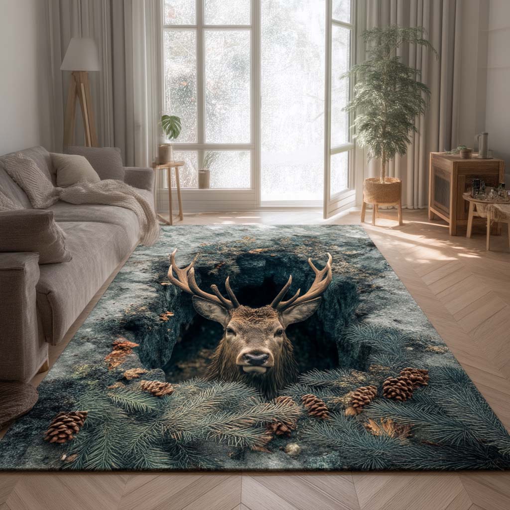 Forest Deer Area Rug Floor Rugs Christmas Gifts For Your Wife