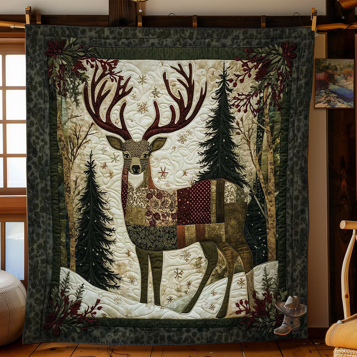 Forest Deer Holiday Xmas Quilt Blanket Gifts To Get Your Mom For Christmas