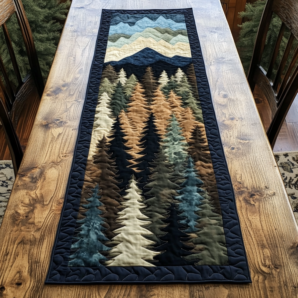 Forest Dreams Quilted Table Runner Dining Room Decor Ideas Christmas Gifts For Nature Lovers