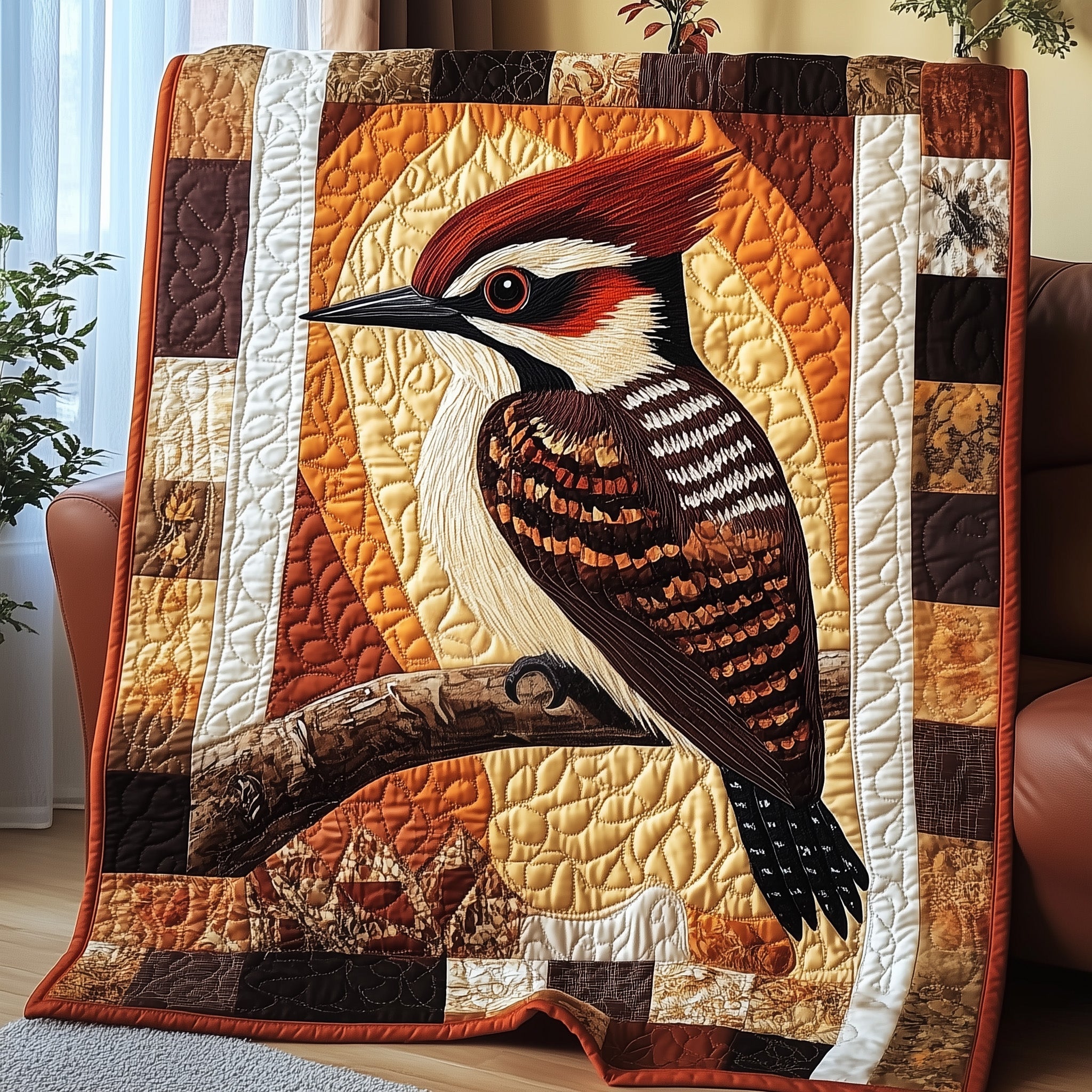 Forest Drummer Quilted Blanket Couch Throw BlanketBest Gifts For Bird Lovers