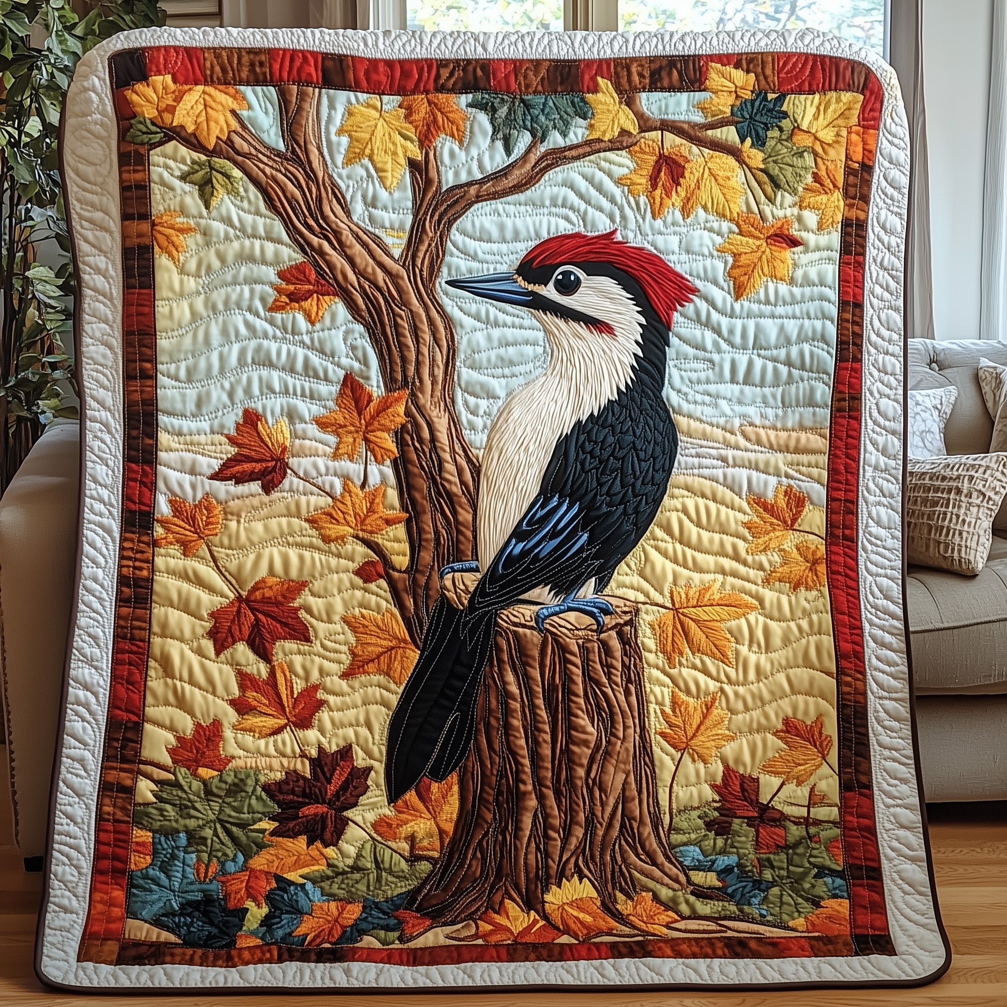 Forest Drummer Quilted Blanket Couch Throw BlanketBest Gifts For Bird Lovers