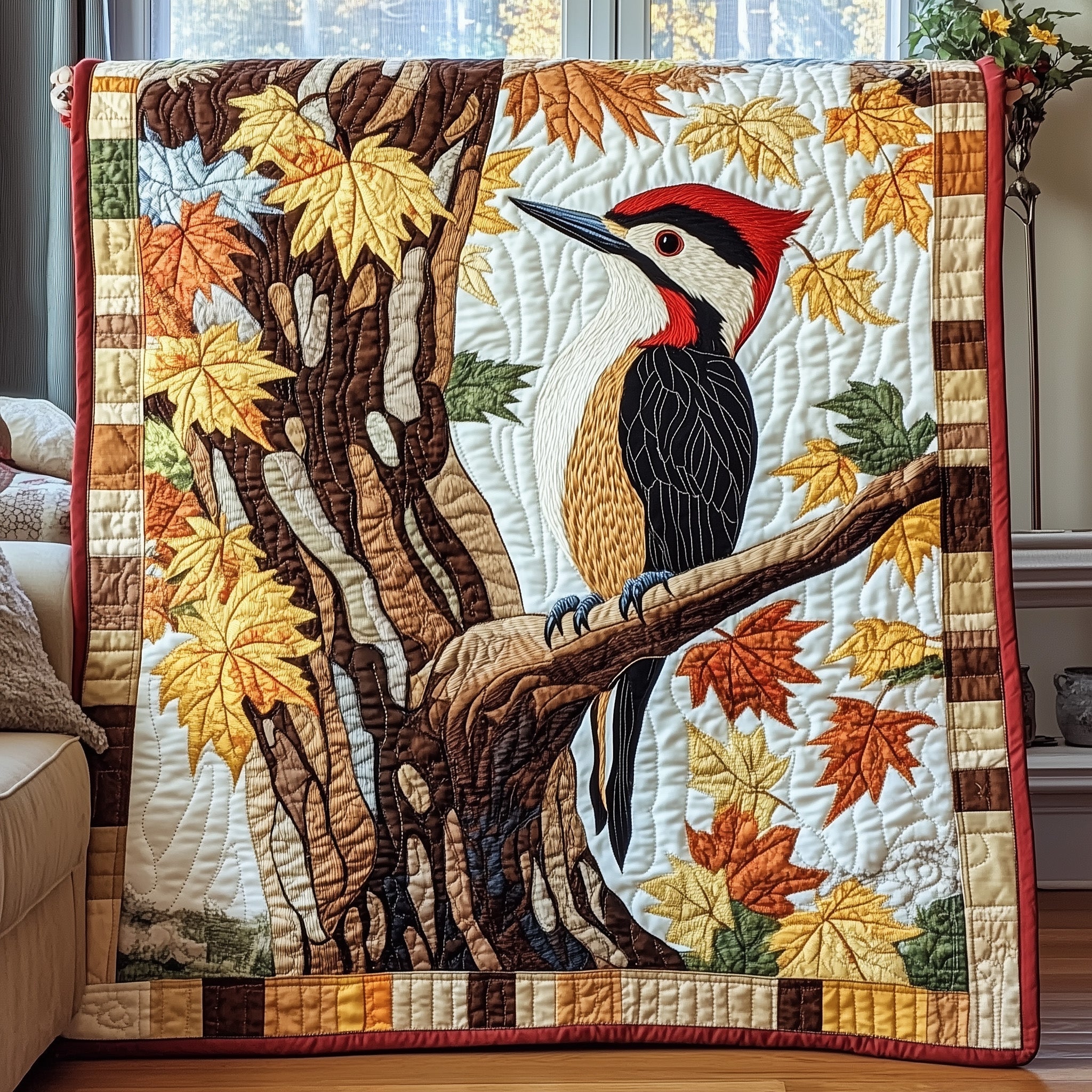Forest Drummer Quilted Blanket Couch Throw BlanketCool Gifts For Bird Lovers