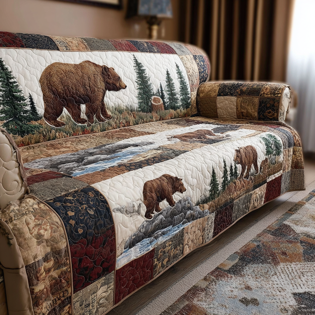 Forest Echo Quilted Sofa Cover Home Decor Unique Nature Lover Gifts