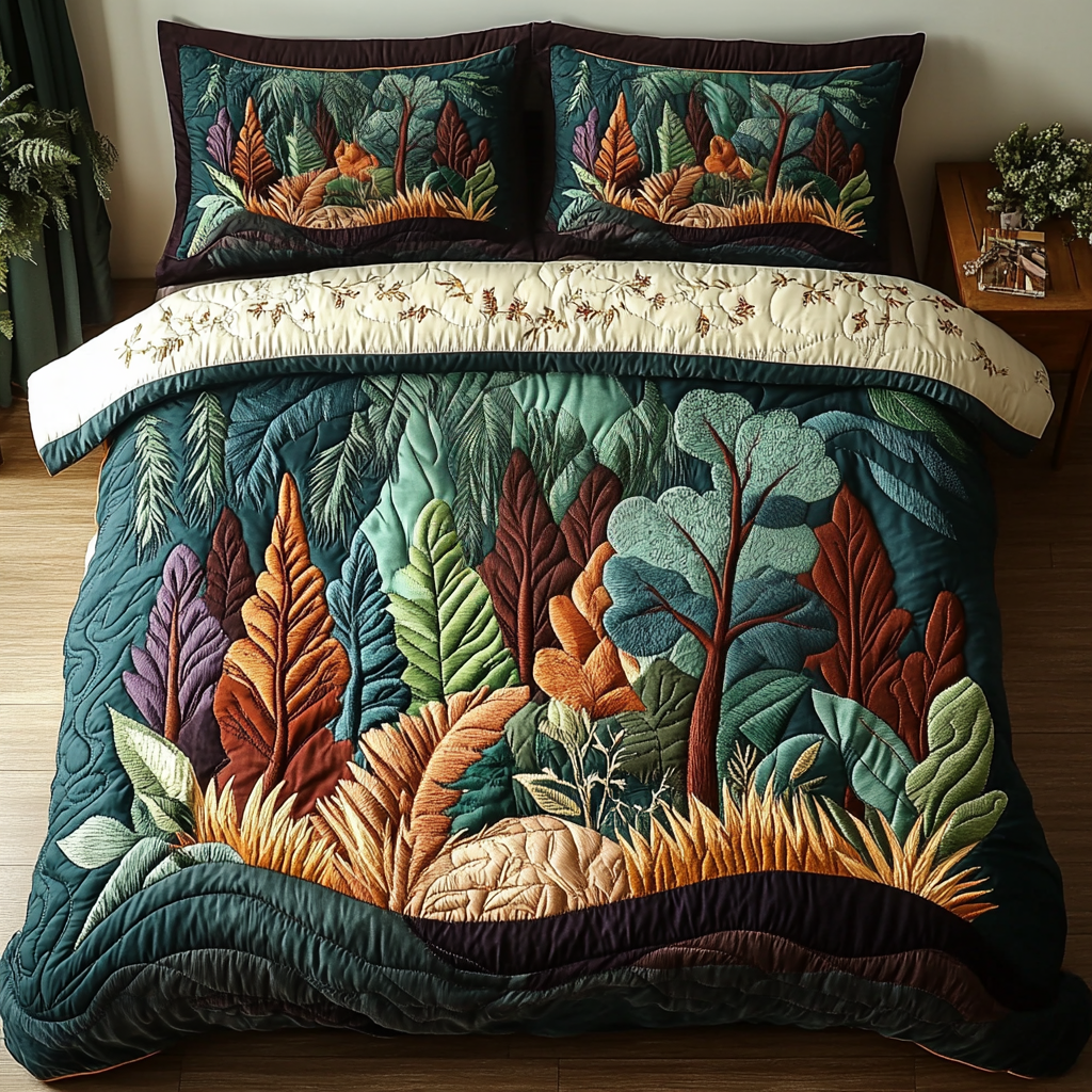 Forest Escape Quilted Bedding Set Premium Comforter Set for Restful Nights