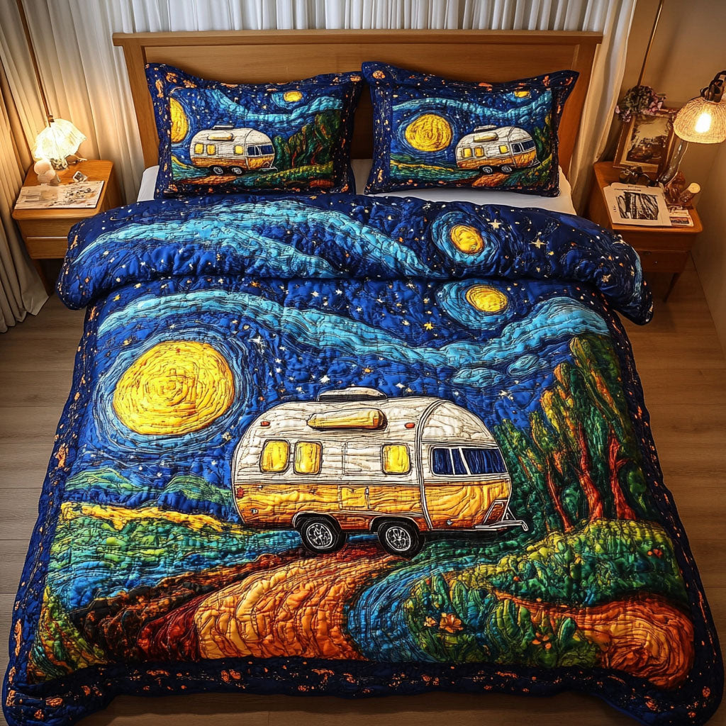 Forest Escape Quilted Bedding Set Unique Bed Sheet Set Camping Gifts For Men