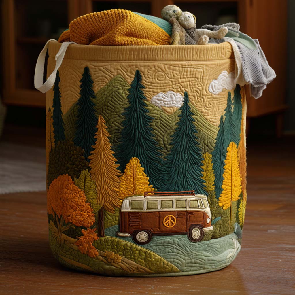 Forest Escape Quilted Laundry Basket Lovely Quilted Laundry Basket Gift for Mom or Grandma