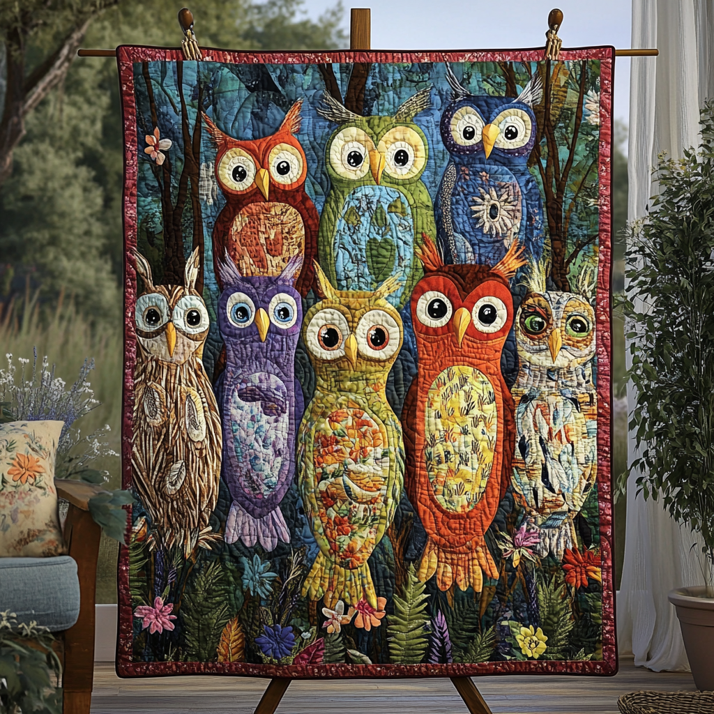 Forest Eyes Quilted Blanket Bedroom Decor Christmas Owl Presents For Ladies