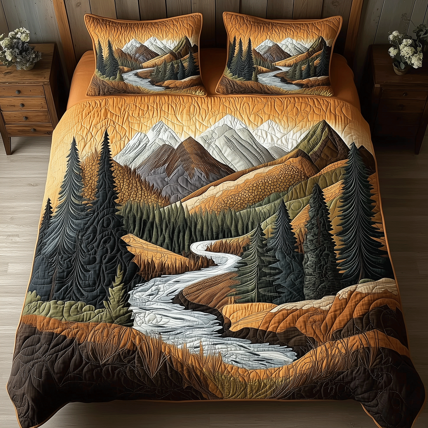 Forest Flow Quilted Bedding Set Bed Decor Ideas Gift Ideas For Nature Lovers
