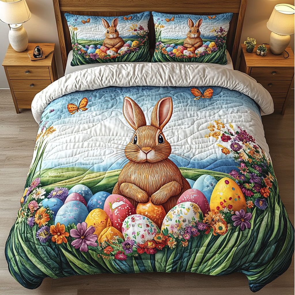 Forest Fluff Quilted Bedding Set Bed Room Decoration Gifts For People Who Love Rabbits