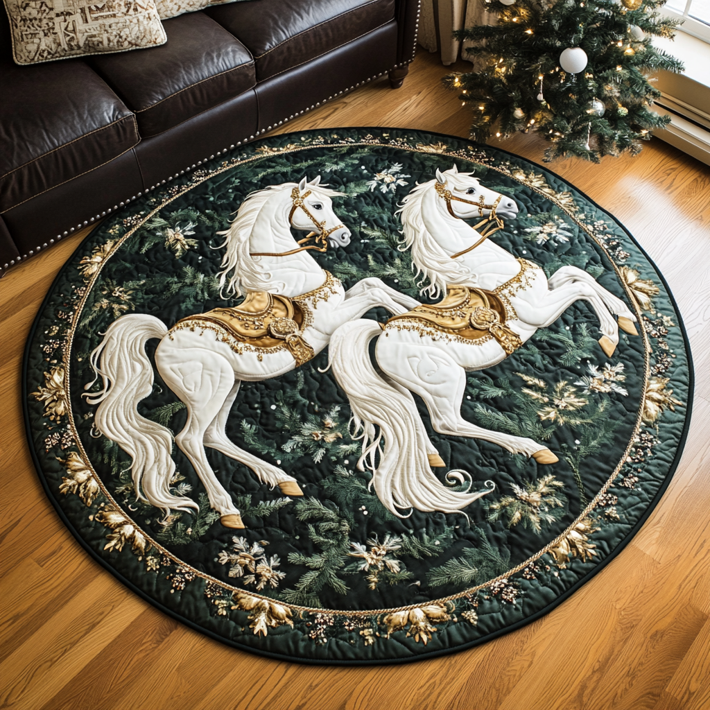 Forest Gallop Quilted Round Mat Front Entryway Ideas Gifts For People Who Like Horses