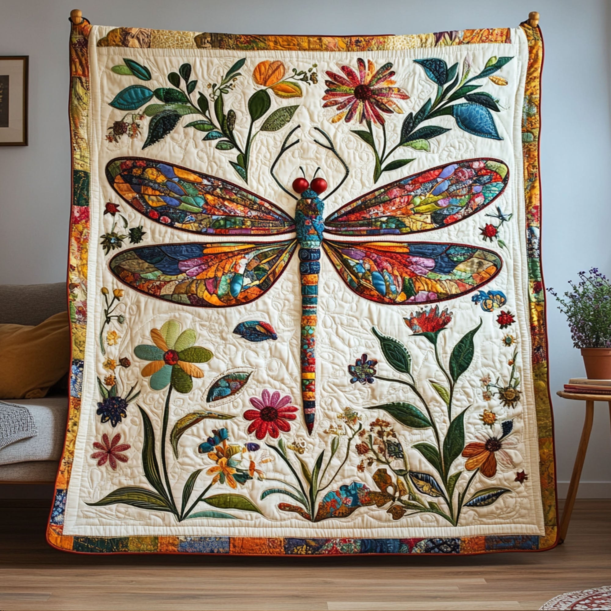 Forest Glider Quilted Blanket Bed Christmas Decor Dragonfly Gifts For Lady