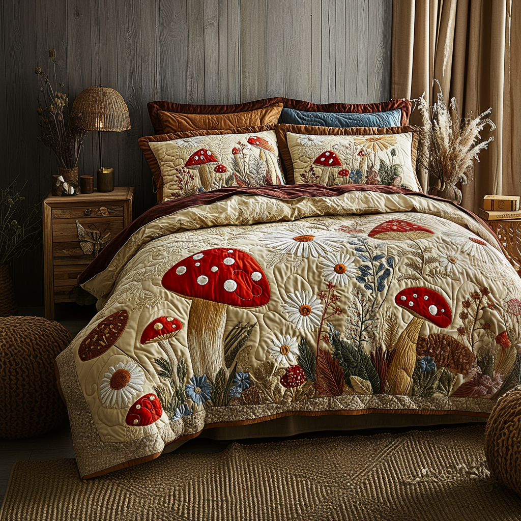 Forest Glow Quilted Bedding Set Best Comforter Sets Gifts For Hippie Men